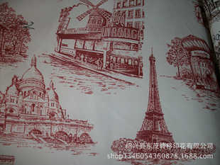 纺织品加工-法国风情建筑物类花型转移印花加