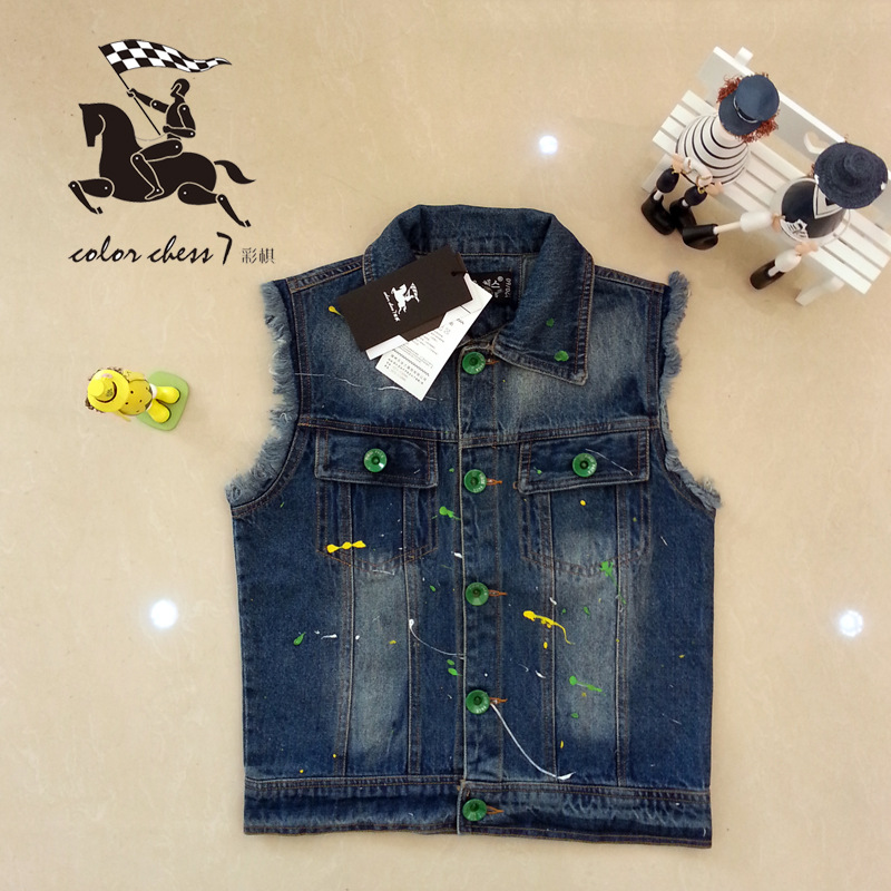 <em>儿童马甲背心</em> 韩版中大童牛仔马甲 男童秋装2