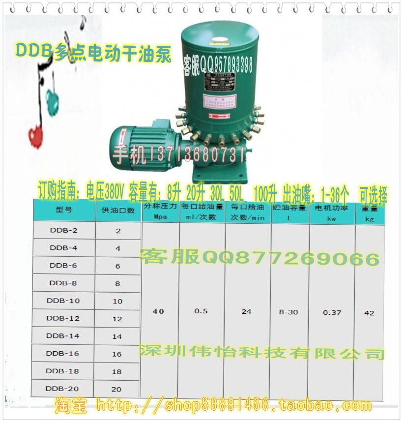 DDB系列 多点电动干油泵 参数