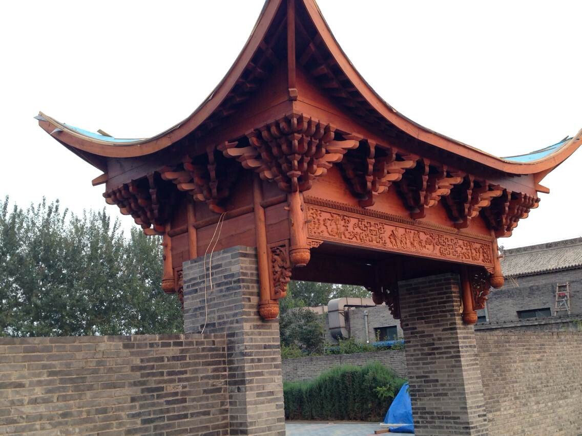 北京厂家生产 古建仿古牌坊门楼 仿古木质门楼 实木垂花门楼