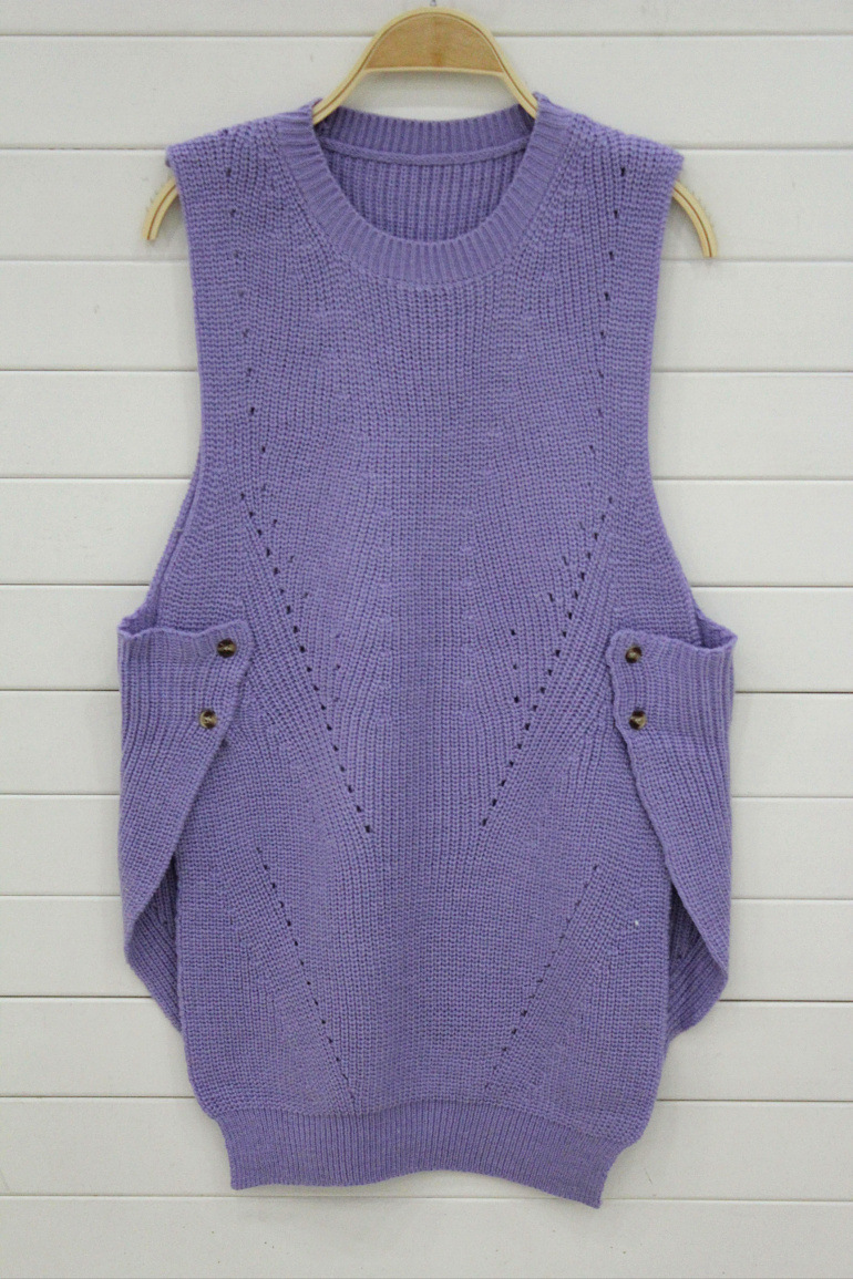 014春季新款 时尚麻花后背镂空<em>女式针织马甲</em>女