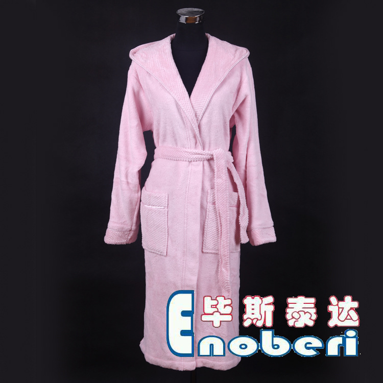 <em>女式</em>连帽纯色<em>睡袍</em>2014新款冬季女士<em>长款睡袍</em>