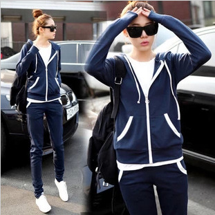 新款2013韩版修身带帽时尚<em>女装</em>秋款卫衣<em>套装</em>