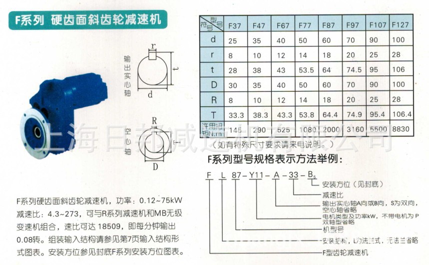 f系列选型对照表