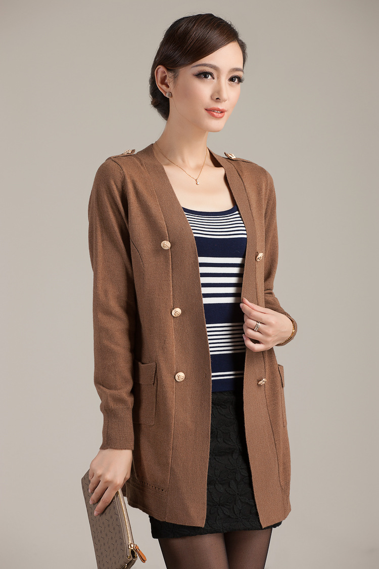 2013新款女装秋装 中长款<em>针织衫女开衫</em> 韩版宽