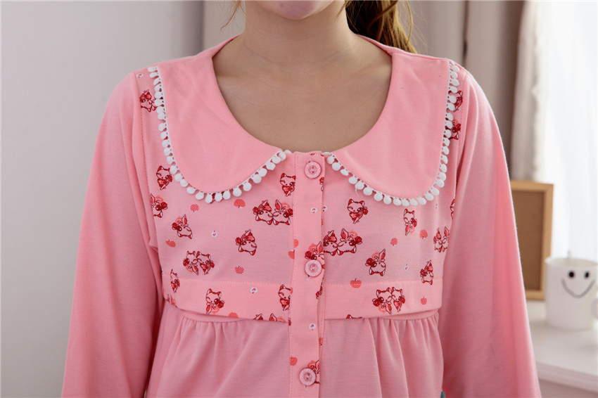 【厂家直销春秋季女款睡衣苹果猫咪<em>孕妇</em>哺乳月