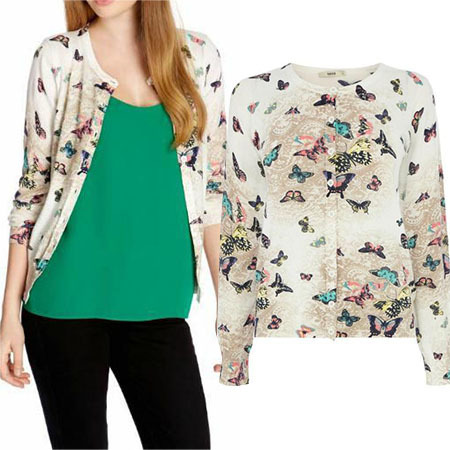 品库A6101夏装新款欧美蝴蝶<em>印花开衫针织衫</em> 