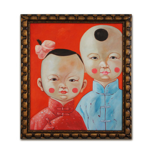 fenkler/芬克诺尔 纯手绘人物油画中国古代小孩经典古装小孩
