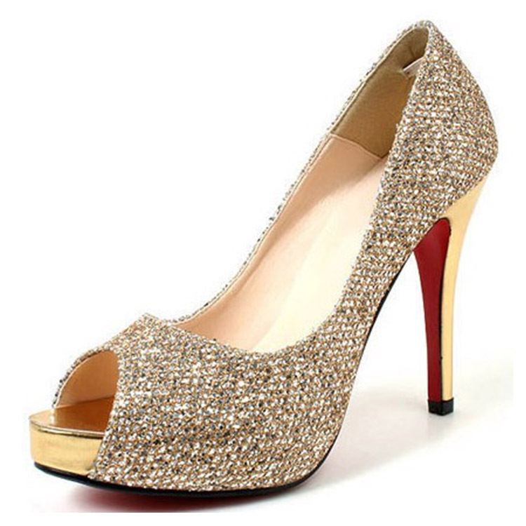 爆款2014新款厂家直销春夏新款细高跟亮片鱼