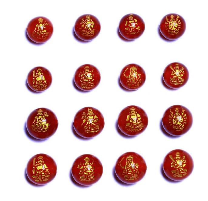 天然红玛瑙八大守护神散珠 十二生肖守护神圆珠半成品批发