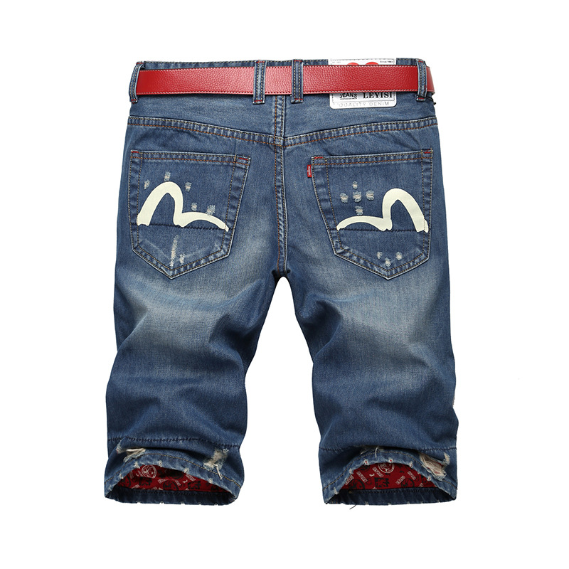 <em>新款</em>春夏福神clot牛仔裤 潮牌evisu<em>牛仔短裤男</em> 