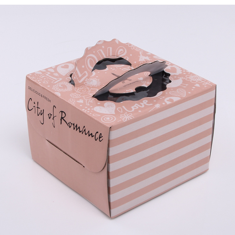 10寸粉色铁塔蛋糕盒 西点点心盒 慕斯水果蛋糕盒