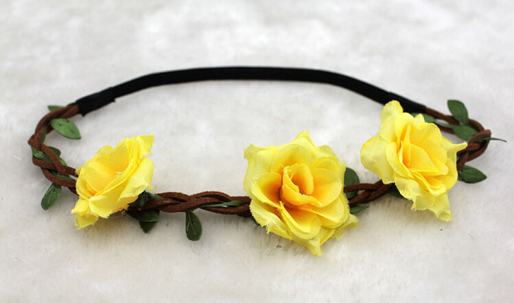 购发带-热销编织树叶泰国兰花沙滩花朵头饰品