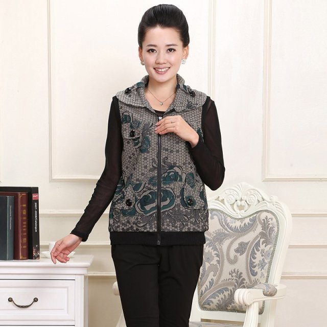 春季新款中老年<em>女装</em>马甲<em>背心</em>修身格子马甲20