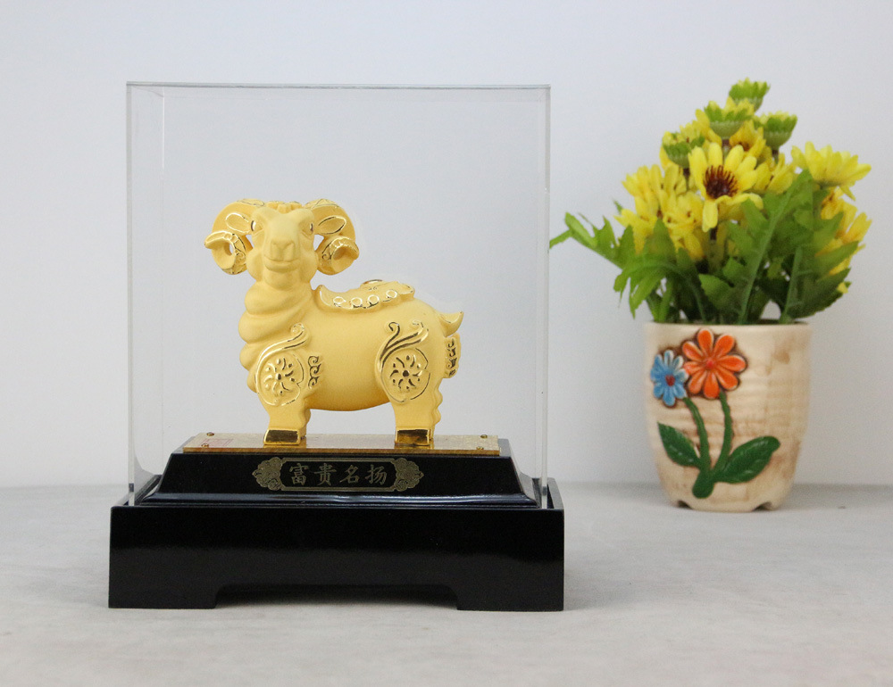 绒沙金/摆件/三阳开泰/领头羊摆件/1039富贵名扬/齐胜黄金礼品