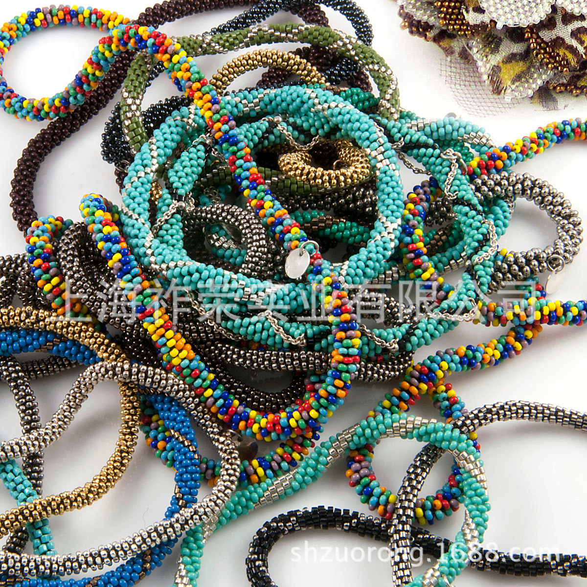厂家加工编织米珠绳项链 米珠串珠项链 米珠钩织项链 串珠项链