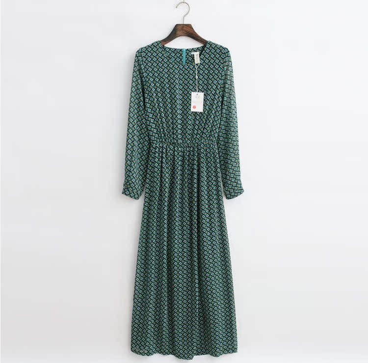 批发采购连衣裙-2014新春长袖波西米亚长连衣