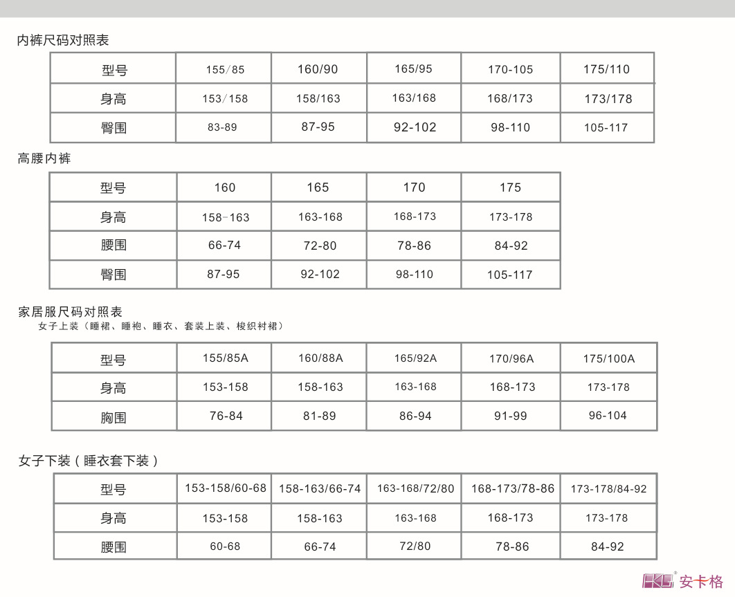 情趣內衣尺碼表2