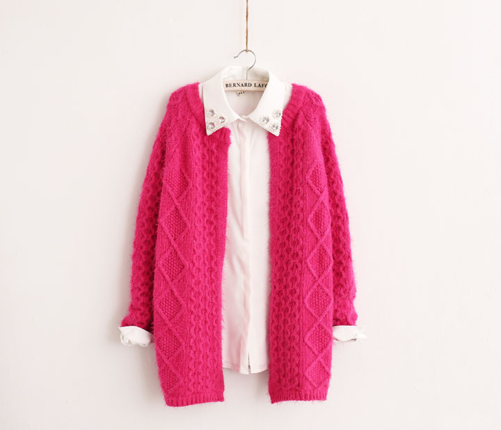 批发采购<em>女式</em>毛衣-2014<em>春款马海毛外套开衫</em> 立