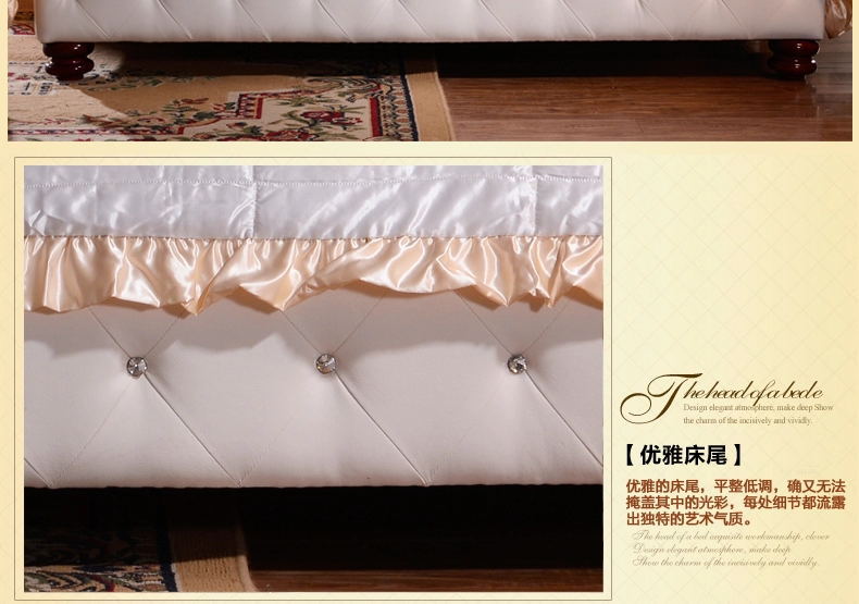 欧式高档皮床真皮床1.8米双 床婚床 时尚水晶扣简欧软床