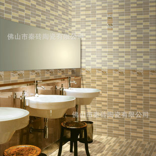 时尚方格厨房卫生间内墙瓷砖 300*450mm辊筒印花瓷片不透水