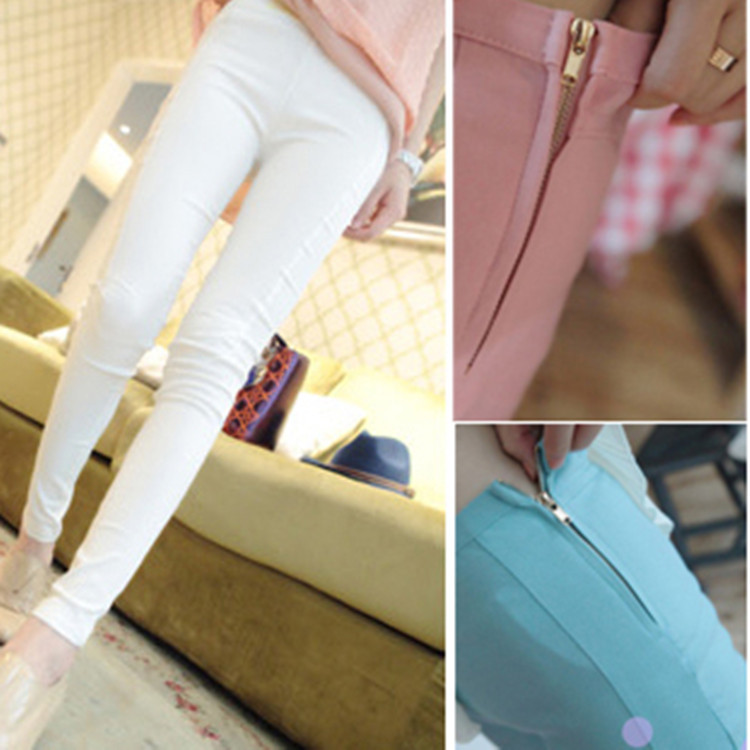 2014春夏韩版糖果色白色<em>打底裤女夏</em>白色铅笔