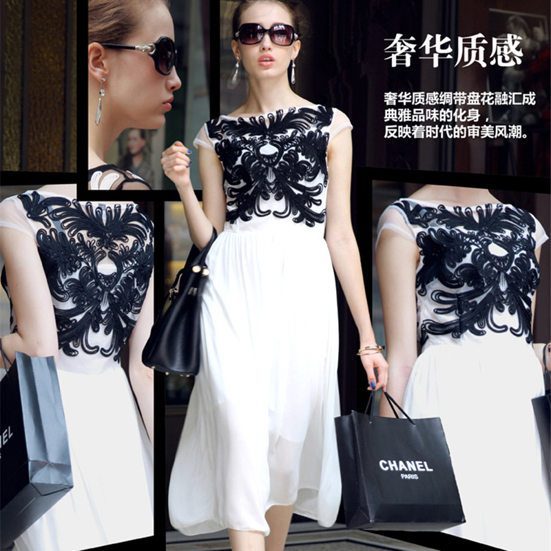 <em>欧洲站</em>2014春装新款<em>女装大牌</em>明星雪纺<em>连衣裙</em>