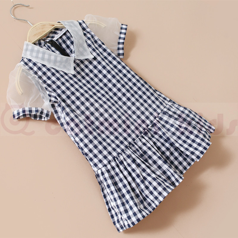 童裙-短袖格子<em>女童裙衫</em>童裙童装夏季新品儿童