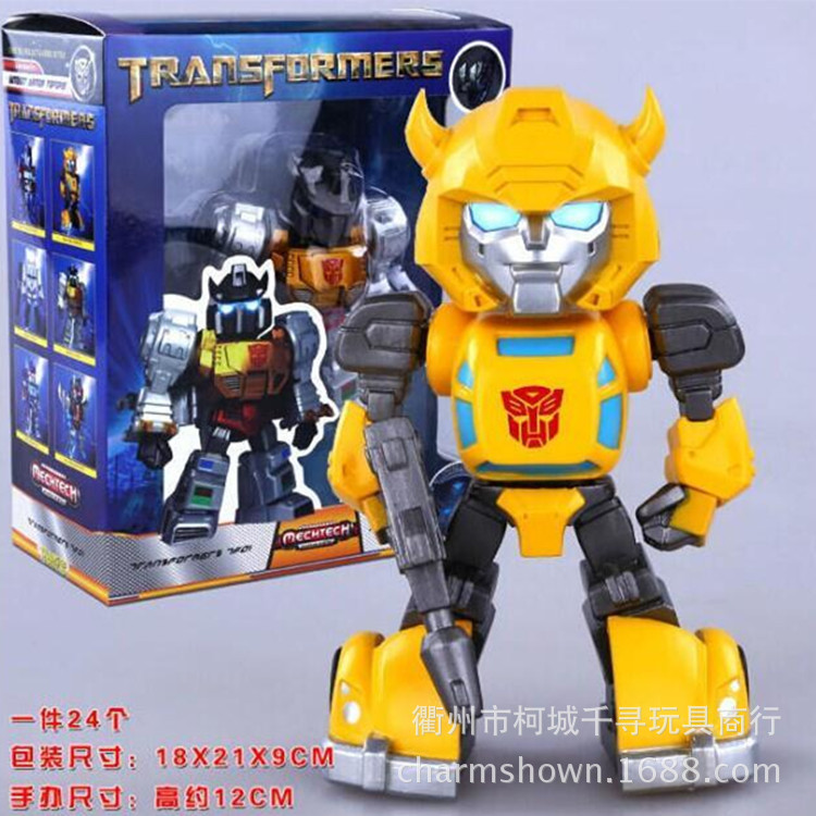 变形金刚动漫 q版发光 大黄蜂bumblebee公仔手办 汽车人模型 摆件