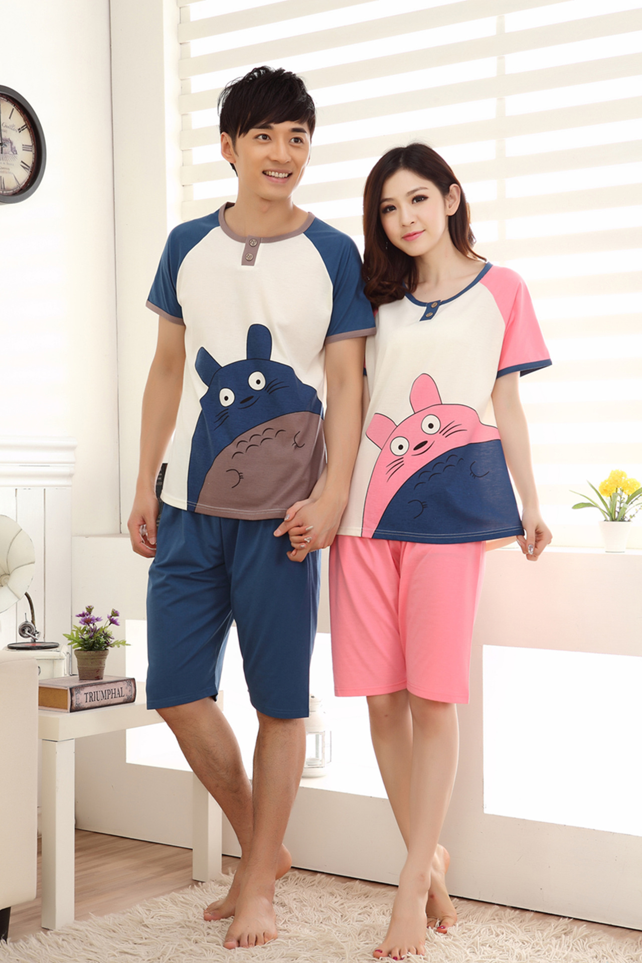 【厂家直销 <em>夏季</em>情侣<em>睡衣</em> 短袖经典卡通<em>龙猫</em> 男