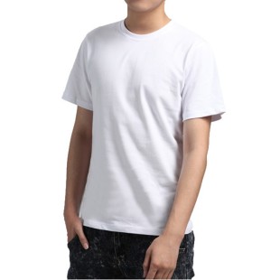 批发采购男式T恤-纯白色纯棉圆领短袖空白t恤