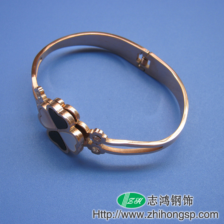 2015新款钛钢玫瑰金镶钻手镯 狐狸头手环 不锈钢潮流首饰批发