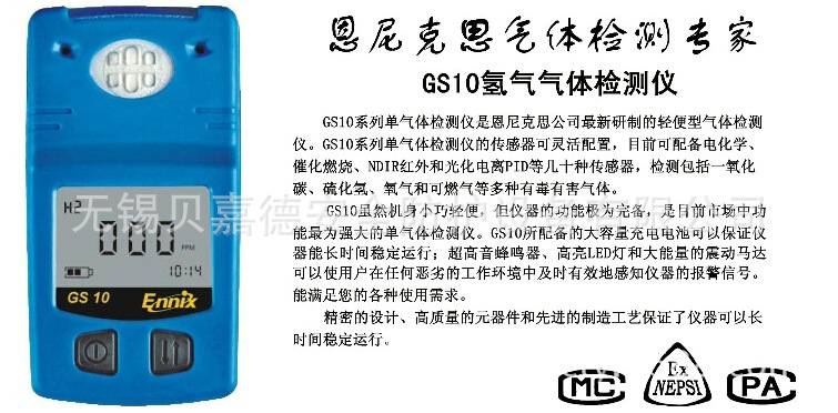 恩尼克思 氢气便携式单气体检测仪 GS10-