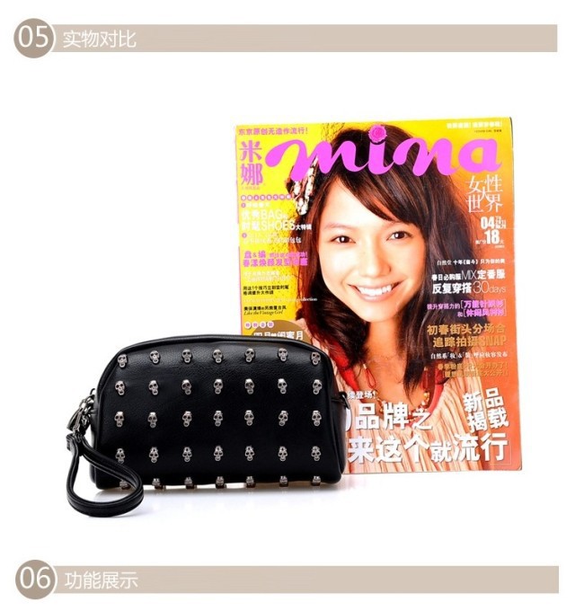时尚休闲<em>女包</em>-<em>2o14新款</em>单肩手拿朋克风欧美骷