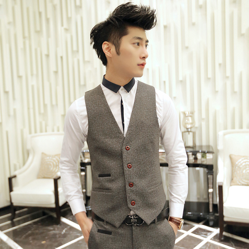 2014新款<em>西装</em>背心 男 纯色<em>西装马甲</em>(可<em>套装</em>出