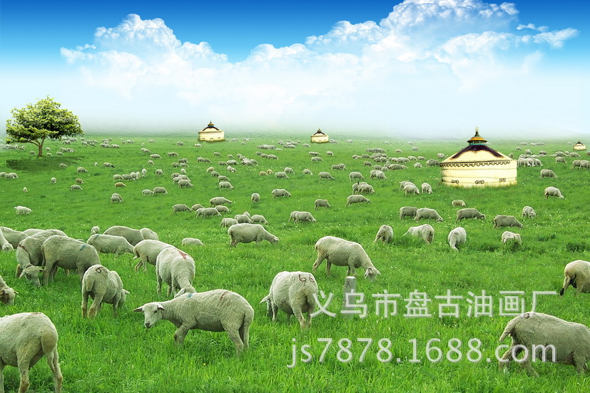 批发高清喷绘画 蒙古大草原风景画 酒店家居装饰画