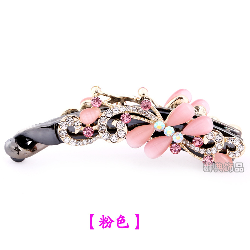 品水晶镶钻复古精品蝴蝶香蕉夹竖夹 马尾夹发