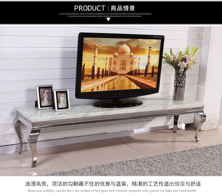 【佳优】 厂家直销金属配套客厅家具  现代不锈钢大理石电视柜