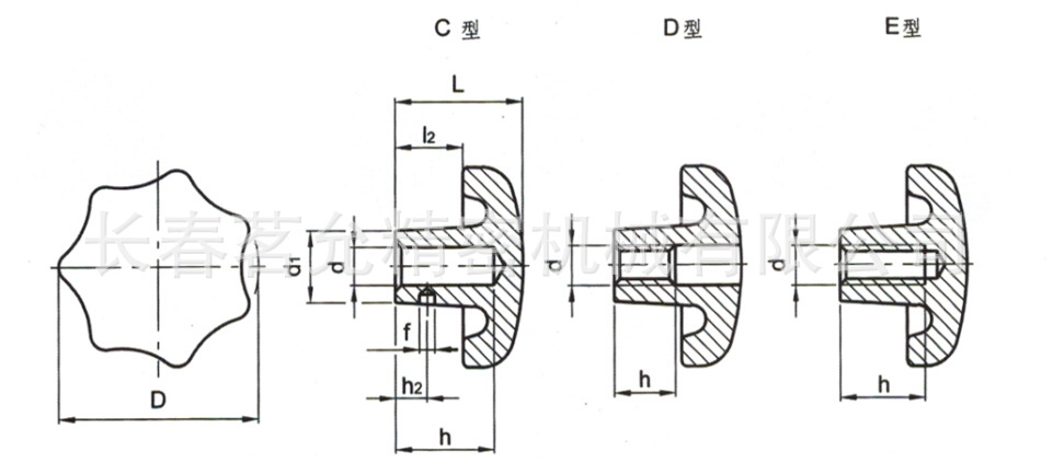 c型:毂,带标准准h7铰制盲孔. -d型:毂,带螺纹孔. -e型:毂,带螺纹孔.
