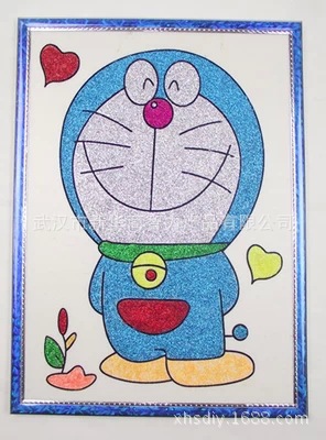 儿童手工沙画胶画批发 创意diy益智玩具 立体金粉涂鸦画配颜料