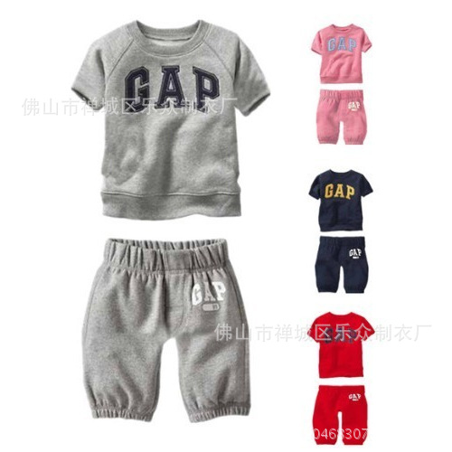 装批发 gap4色运动休闲男女童<em>幼儿短袖短裤</em>套