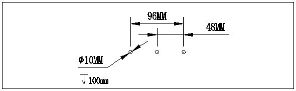 1、在需要安裝的位置鉆三個Φ10mm深度100MM的孔--如
