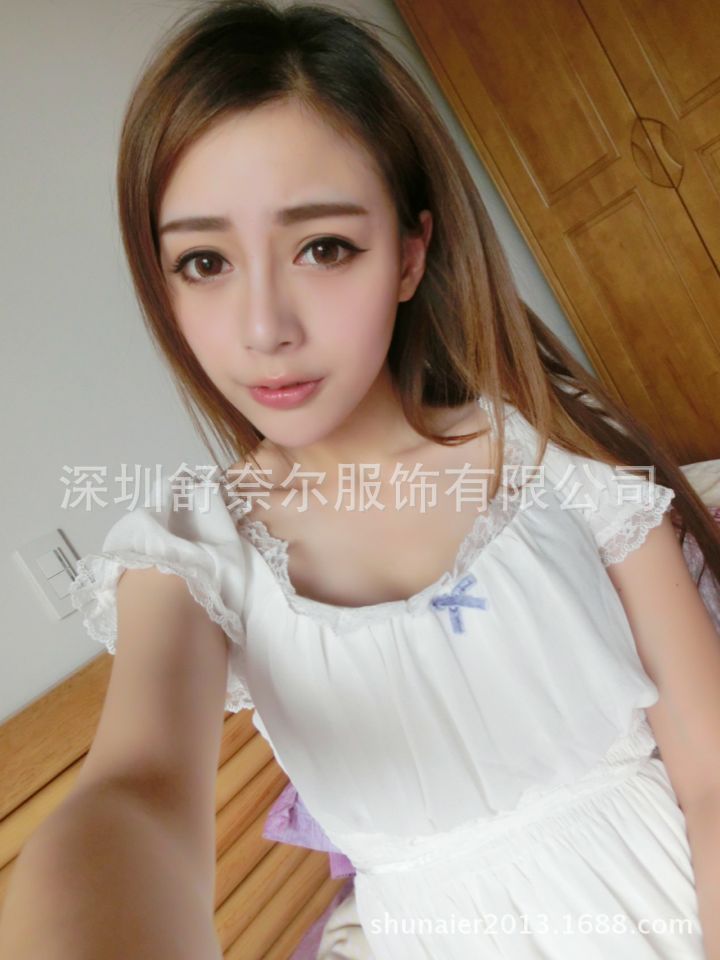 【公主仙女范 <em>唯美少女</em>系双层雪纺蕾丝睡裙长