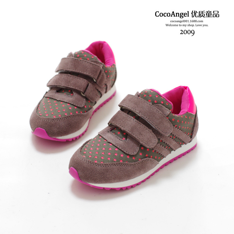 2014秋款 儿童运动鞋 男童女童镂空星星款拼皮真皮休闲鞋 波鞋