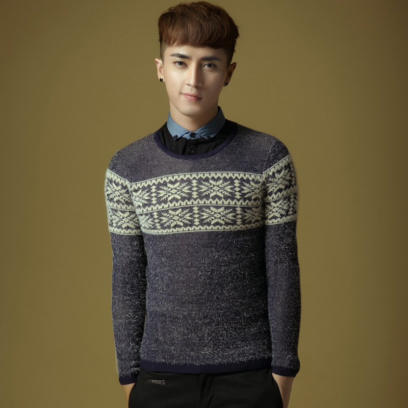 韩版春装新款<em>男士</em>毛绒套头<em>毛衣时尚</em>舒适<em>毛衣</em> 