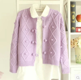 批发采购女式<em>毛衣</em>-2014<em>粗线短款</em>针织<em>开衫</em>纯色