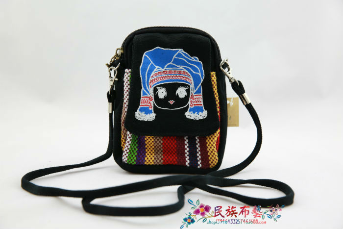 【供应民族风迷你帆布休闲斜跨零钱包 手机包