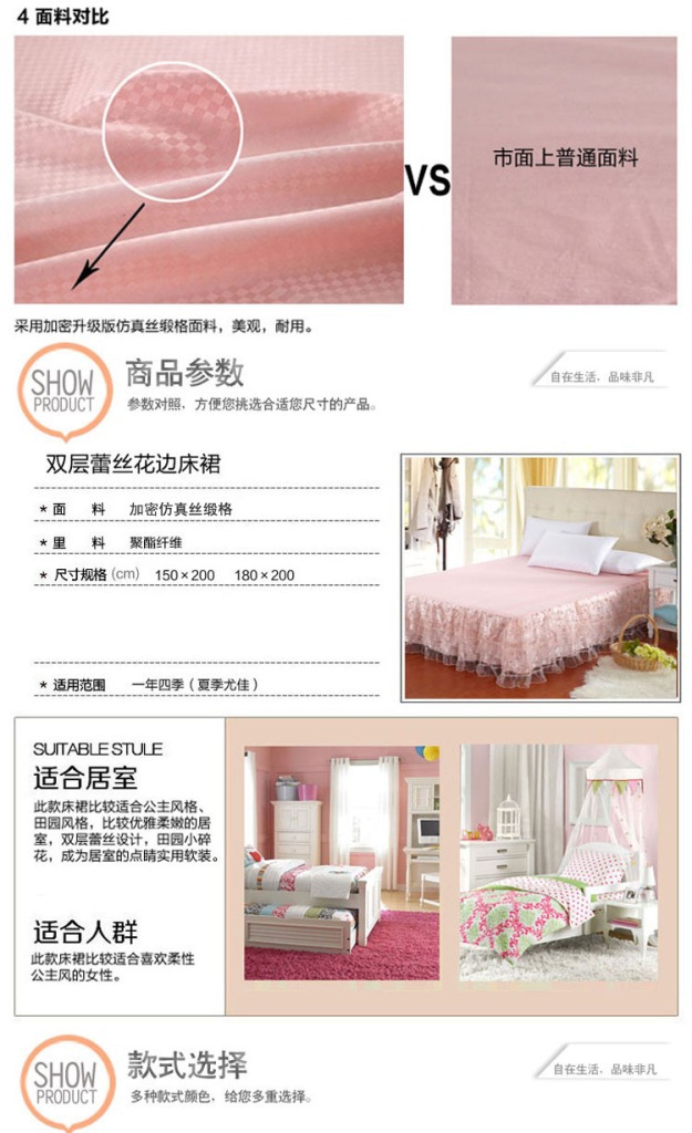 双层蕾丝床裙描述 (2)