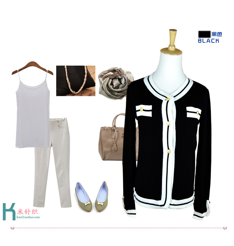 <em>春</em>秋季铜扣圆领<em>针织开衫女式针织</em>衫 图片_高清