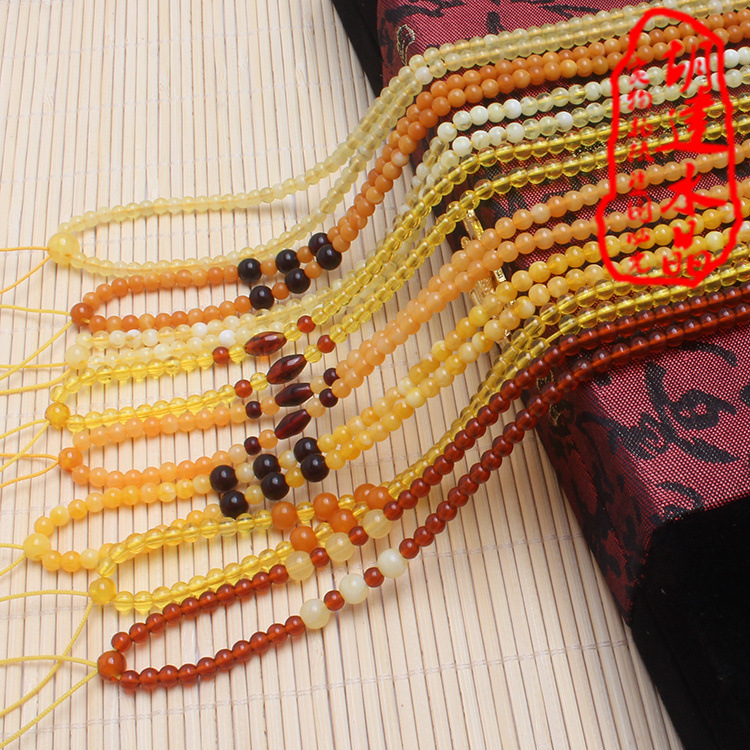 批发采购项链-天然琥珀蜜蜡项链吊坠挂绳 金珀